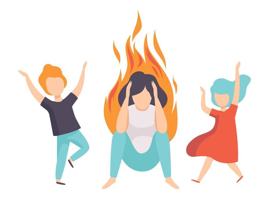 Эмоциональное выгорание иллюстрации. Уставшая мама с детьми. Мама выгорела. Стресс родителей. Мама в декрете картинки.