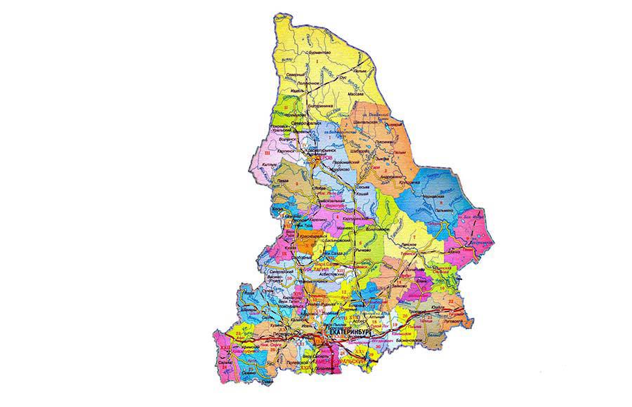 Схема свердловской области. Карта Свердловской области. Карта административного деления Свердловской области.
